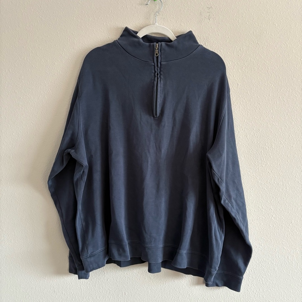 Scott Barber 1/4 Zip Pullover Mockneck Men’s XL Heathered Pima Cotton Blue